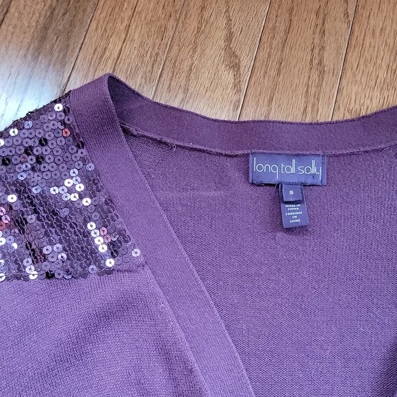 Long Tall Sally Cardigan w Sequin Shoulder Detail - Picture 3 of 5